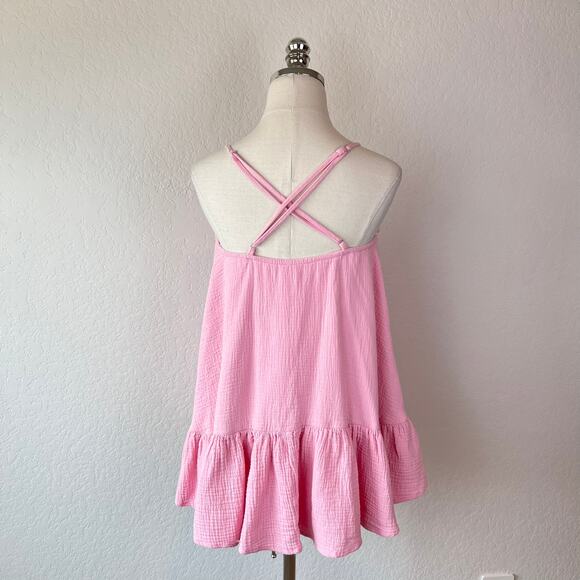 Mable Pink Tiered Sleeveless Mini Dress size Small Shoujo Coquette Strappy - Picture 5 of 9